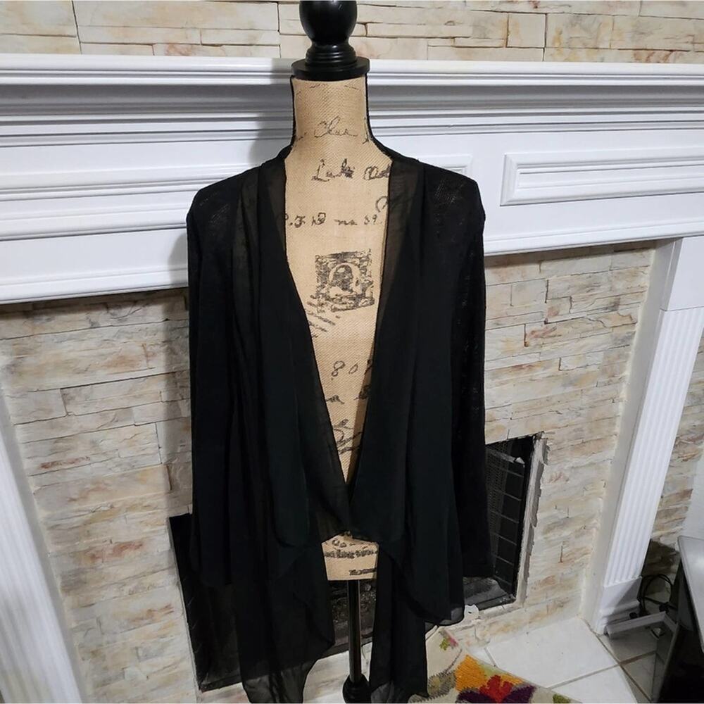 Multiples Slightly Sheer Asymmetrical Cardigan Bl… - image 2
